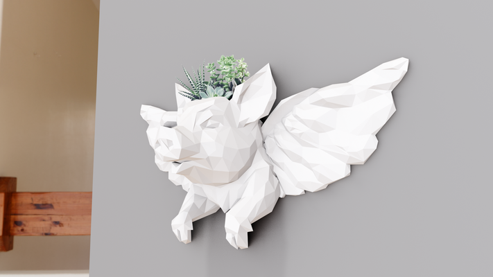domuz kanatlar poli duvar binmek ekici tencere çiçek vazo stl 3d yazdır dosya ev çiftlik kümes hayvanları evcil hayvanlar orman safari minyatür masaüstü hayvanlar heykel dekor 3d print model - Mito3D