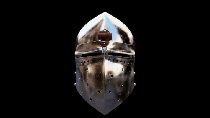 cara puerco bascinet casco medieval 3d print model - Mito3D