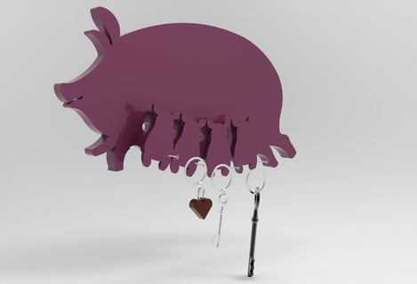 Schweinchen Schlüssel Aufhänger Zuhause Haus Schwein Ferkel 3d print model - Mito3D