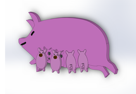 domuzcuk anahtarlık asmak duvar stl ev süs domuz yavruları 3d print model - Mito3D