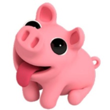 o porquinho cor-de-rosa porco facebook adesivo a moda leitão anel chave 3d print model - Mito3D