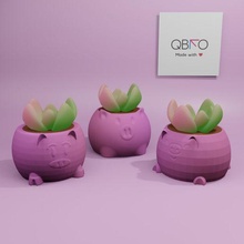 piggy planter threepack pot plant stlfile pig flowerpot planter3d cute 3d print model - Mito3D
