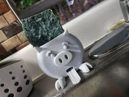 piggy sponge drainer tongue dryer kitchen clean 3d print model - Mito3D