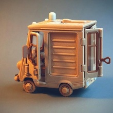cerdito camioneta juego coche vehiculo vehículo auto automóvil camión entrega paso hucha stepvan banco construcción constructor montaje partes 3d print model - Mito3D