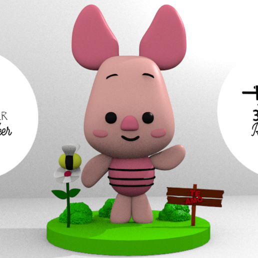 piglet - winnie pooh tender gentle various love you 3D print model - Mito3D