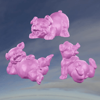 porcos x3 porco animal carne bacon Rosa 3d print model - Mito3D