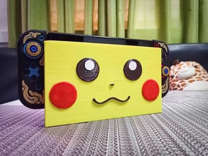 Pikachu Nintendo interruptor oled doca placa frontal Pokémon 3d print model - Mito3D