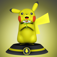 Pikachu empujar Lun Arte pokebola ceniza rojo azul amarillo juguetes 3d impresión miniatura estatua figura vídeo juego nintendo flor 3d print model - Mito3D