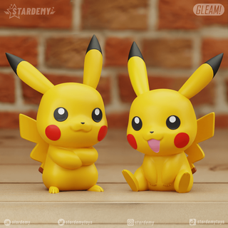 Pikachu chibi 2 diff modelos impresión sitio apoya pokemon trueno lindo hogar casa decoración 3dprint 3dmodel nendoroid 3d print model - Mito3D