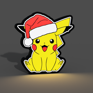 Pikachu Weihnachten Leuchtkasten LED Lampe Zuhause Haus Pokémon Fan Art Box Lampenkasten gleiche Schicht Mehrfarbig Lichter Luminarien braga3dprint ams Bambus mmu 3d print model - Mito3D