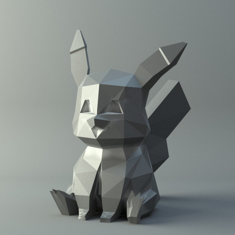 pikachu mignon low-poly pokemon jeu pikatchu 3D print model - Mito3D