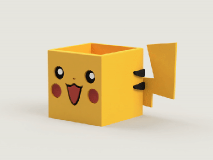 Pikachu Desktop Bleistift Halter Unterstützung Pflanzer Büro Dekor Pokémon Gaming Nintendo Schalter Asche Smashbros 3d print model - Mito3D