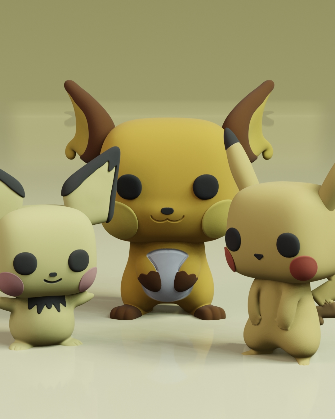 pikachu evolution pack funko game anime pokemon dragon ball diorama star wars flexi skull collectible home disney japan funny funkofanart raichu pichu 3D print model - Mito3D