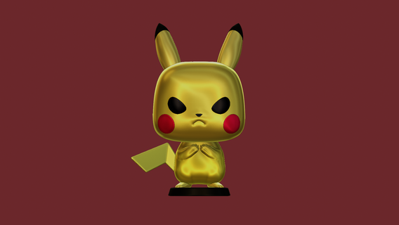 Pikachu funko pop cendre Pokémon charizard art lowpoly animal jeu caractères Jeu nintendo Gameboy drôle mignonne 3d print model - Mito3D