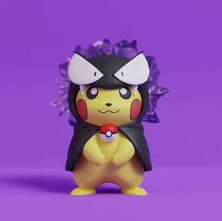 Pikachu horrible disfraz Arte pokemon lindo estatua escultura juguete cosplay 3d print model - Mito3D