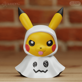 Pikachu Geist Halloween niedlich einfach drucken Pokémon kawaii Chibi Zuhause Haus Kostüm 3dprint 3dmodel Nendoroid 3d print model - Mito3D