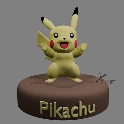 pikachu good mood fanart art pokemon fan art 3d print model - Mito3D