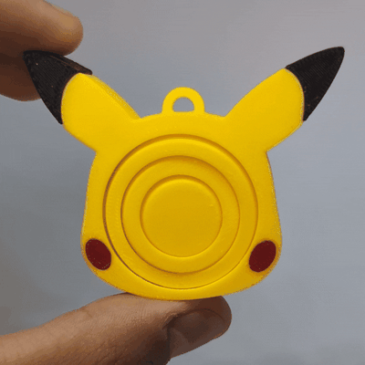 pikachu gyroscope keychain jewelry pokemon pichu raichu 3mf multicolor mmu bambu lab gyro spinner stress rotationg fidget toy 3d print model - Mito3D