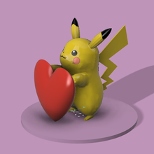 Pikachu coração estatueta Pokémon gadget amar figuras namorados presentes vídeo jogos 3d print model - Mito3D
