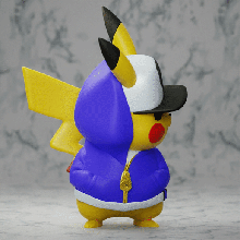 Pikachu hiphop estilo Pokémon unir jogos arte Nintendo anime chaveiro decoração fofa 3d print model - Mito3D