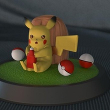 pikachu ketchup pokemon animal toy rat cute ash 3d print model - Mito3D