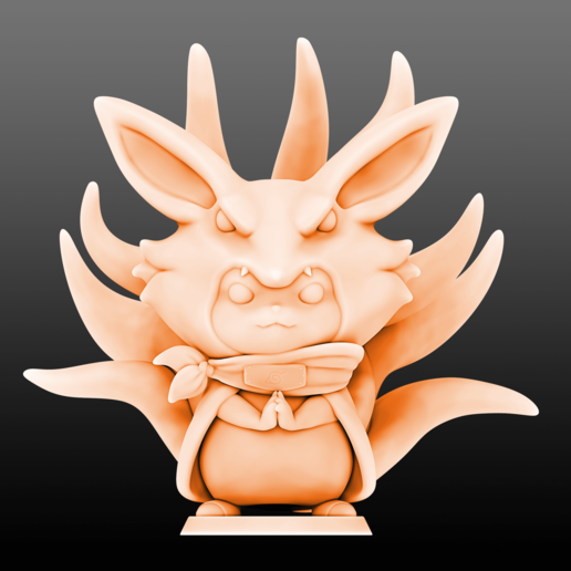 Pikachu Kyuubi cosplay naruto Pokémon anime ninja manga Kyubi Konoha miniaturas estatuetas caudas 3D print model - Mito3D