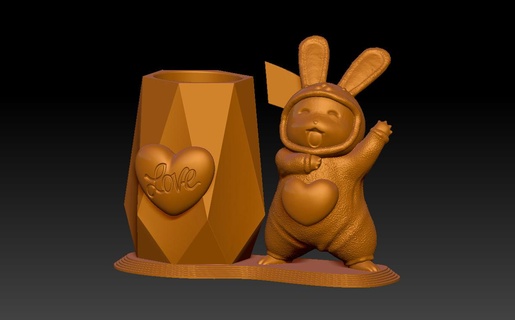 Pikachu amor bolígrafo soporte 2 3d print model - Mito3D