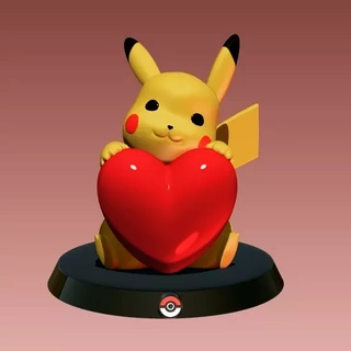 pikachu love pok mon heart friendship valentine's day collectible figure lovers 3d print model - Mito3D