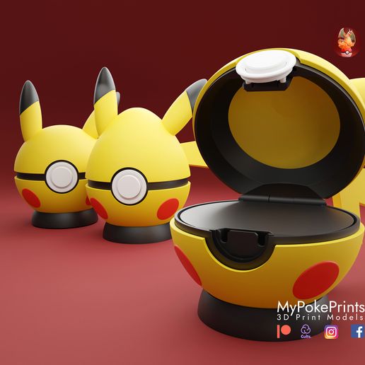 Pikaçu pokeball işlevsel 3D print model - Mito3D
