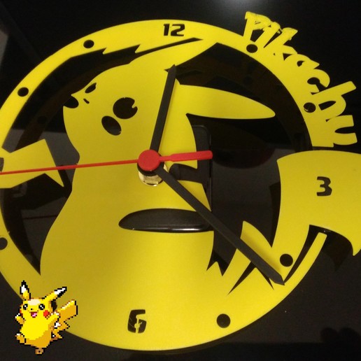 pikachu pokemon clock game nintendo pokeball 3D print model - Mito3D