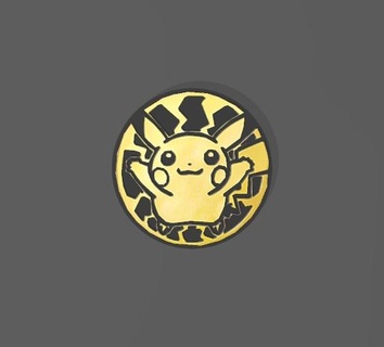 Pikachu Pokemon moneta tcg trading carta ruolo 3d print model - Mito3D