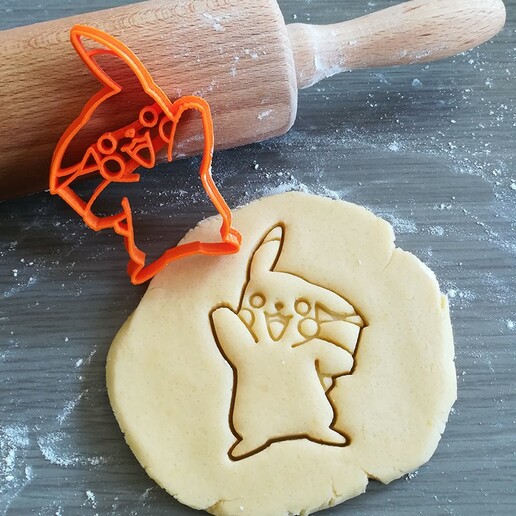 pikachu pokemon cookie cutter gaming animation baking dough shape kitchen bake cookies speculoos 3D print model - Mito3D