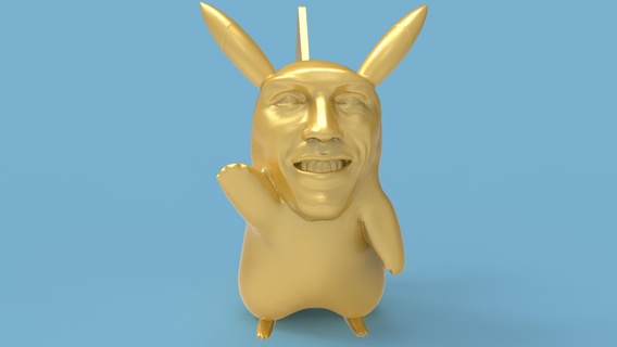 pikachu ronaldo art sculpt sculpture bust pokemon ronaldo cr7 decor decoration  3d print model - Mito3D