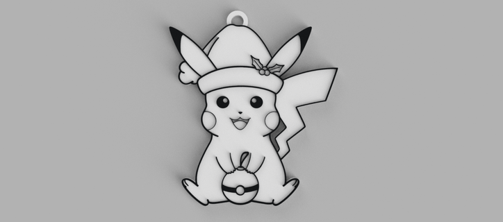 pikachu santa claus christmas hat keychain - pendant earring Jewelry ornament tree saint noel 3d print model - Mito3D