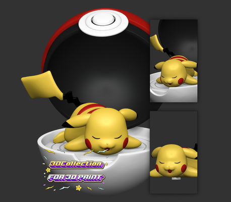 pikachu dormir mignonne libre 3d impression modèle art jouet math pikachi pokémon pika balle 3d print model - Mito3D