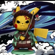 Pikachu Tanjiro cosplay tueur démons Pokémon anime miniatures figurines 3d print model - Mito3D