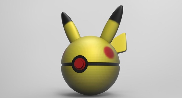 pikachuball Pokemon Pikachu pokeball antipasto portachiavi 3d print model - Mito3D