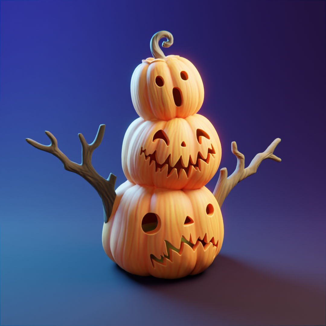 pilha esculpido abóboras jack lanterna Bruxas abóbora assustador vela luz luminária Jackolantern laranja Horror 3D print model - Mito3D