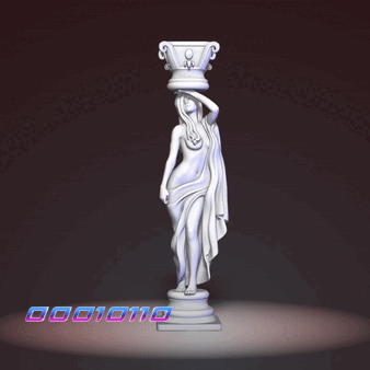 pillar girl 4 romain grec pilier fille soutien bébé statue 3D print model - Mito3D