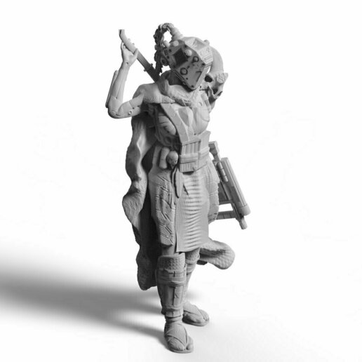 piloto female Senua miniaturas juego guerra sci fi líder comandante militar hembra 3D print model - Mito3D