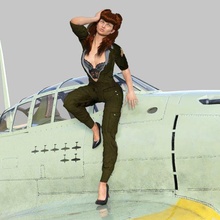 pin-up air force 3 pinup girl plane war bucket brush sexy 3d print model - Mito3D