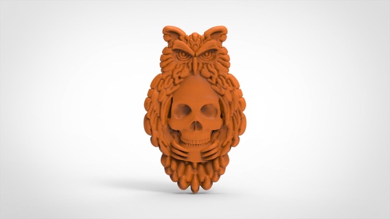 alfiler búho tenencia cráneo joyería joya 3d print model - Mito3D