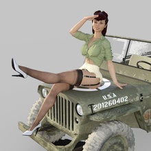 pin jeep pinup girl plane war bucket brush sexy air force patriot 3d print model - Mito3D