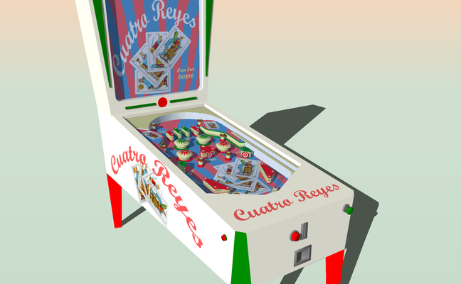 pinball 4 reis bola jogos máquina pôquer cartas 3d print model - Mito3D