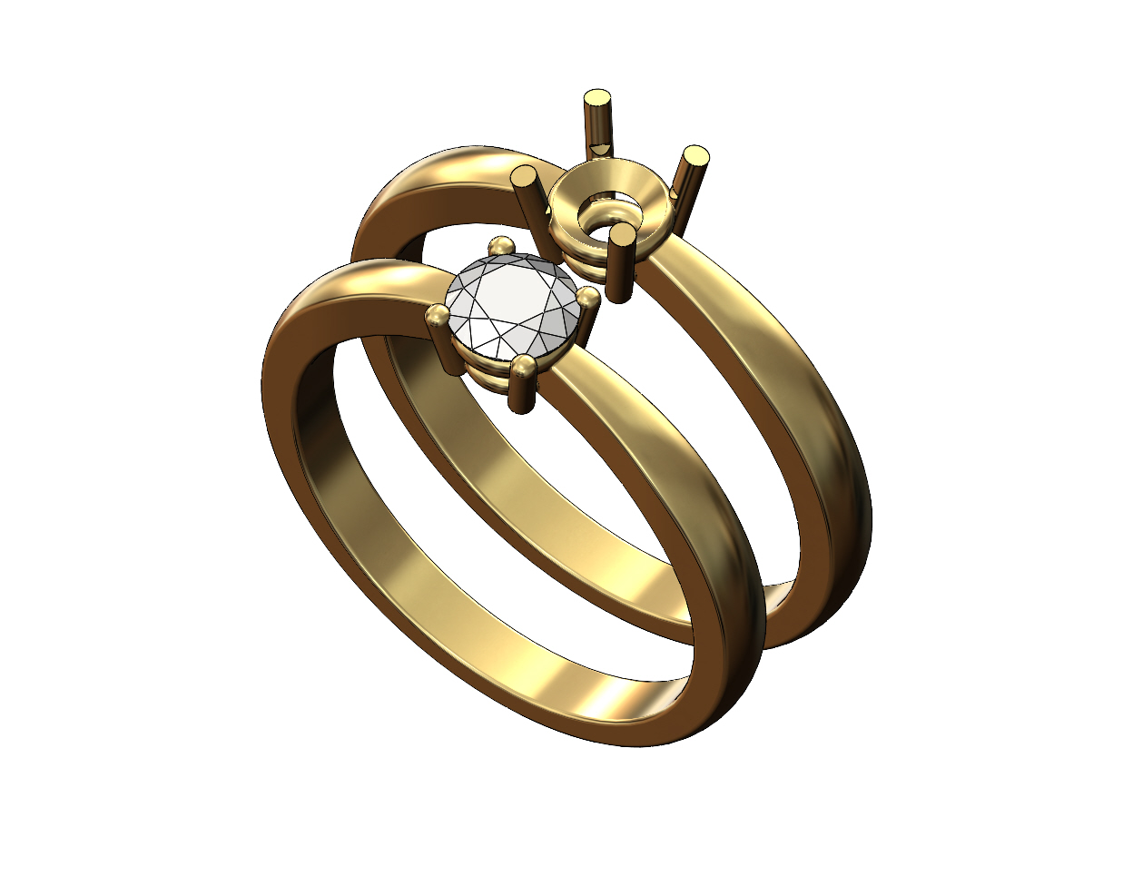 pincé jarret 5mm diamant solitaire bague us tailles 5to9 3d impression modèle mariage engagement bijoux imprimable 3D print model - Mito3D
