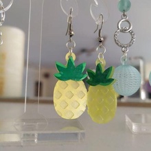 pineapple earrings jewelry fruits yellow loops ears 3d print model - Mito3D
