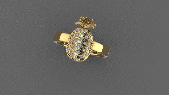 piña anillo joyería joya anillos 3d print model - Mito3D