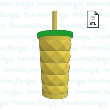 pineapple tumbler keychain stl file starbucks coffee charm cup key chain studded 3d print model - Mito3D
