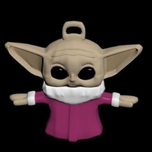 pink baby yoda keychain art toys toy key fobs ring star wars 3d print model - Mito3D