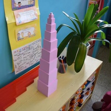 pink montessori tower game education 3d print model - Mito3D